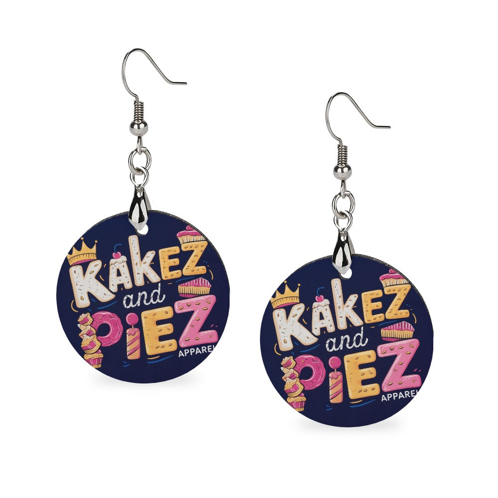 Kakez and Piez Wooden earrings pendant