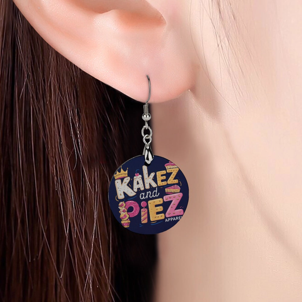 Kakez and Piez Wooden earrings pendant