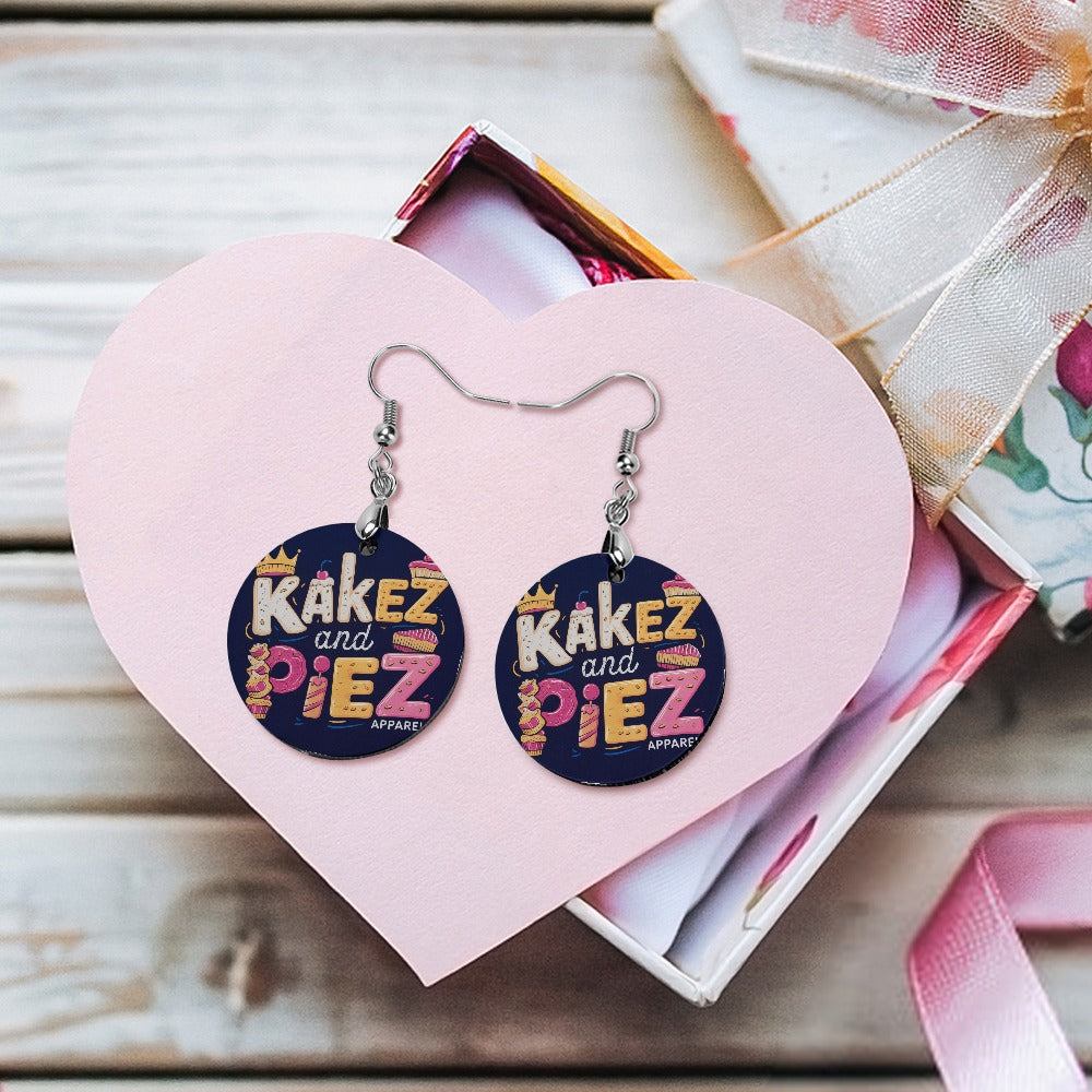 Kakez and Piez Wooden earrings pendant