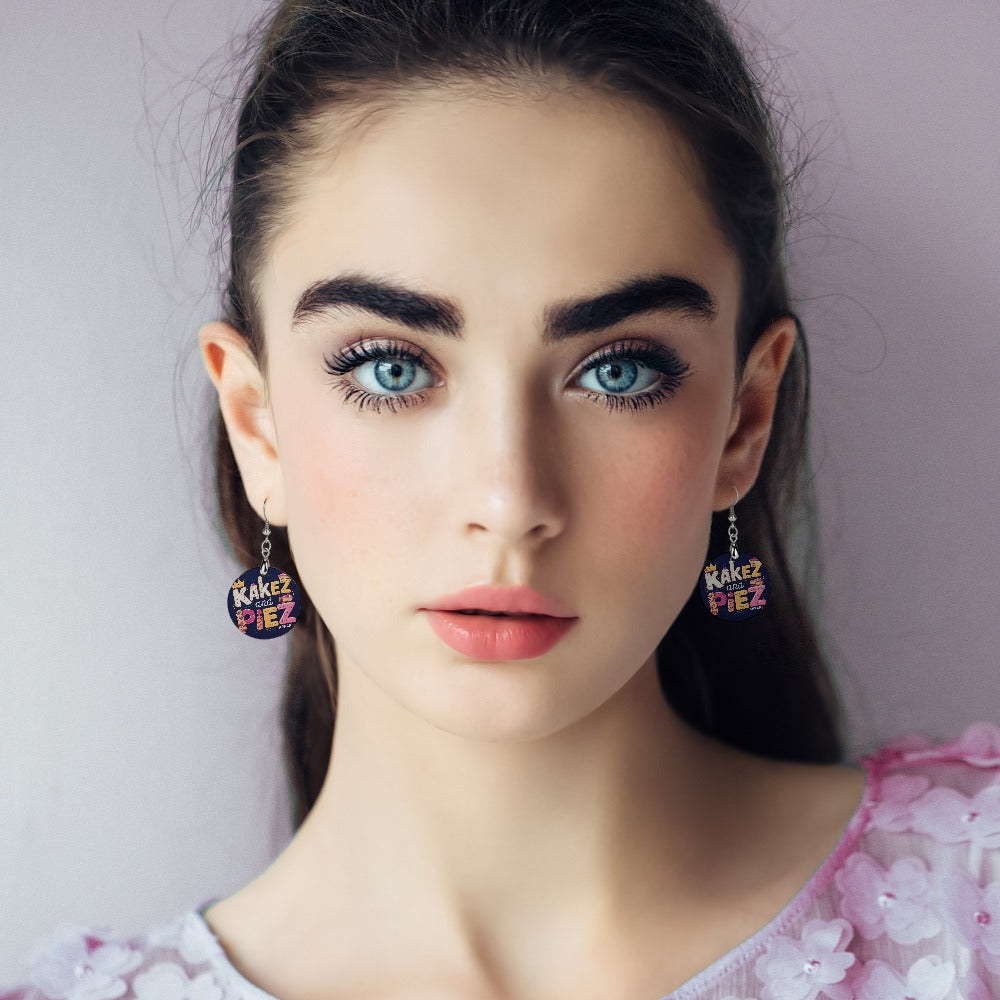 Kakez and Piez Wooden earrings pendant