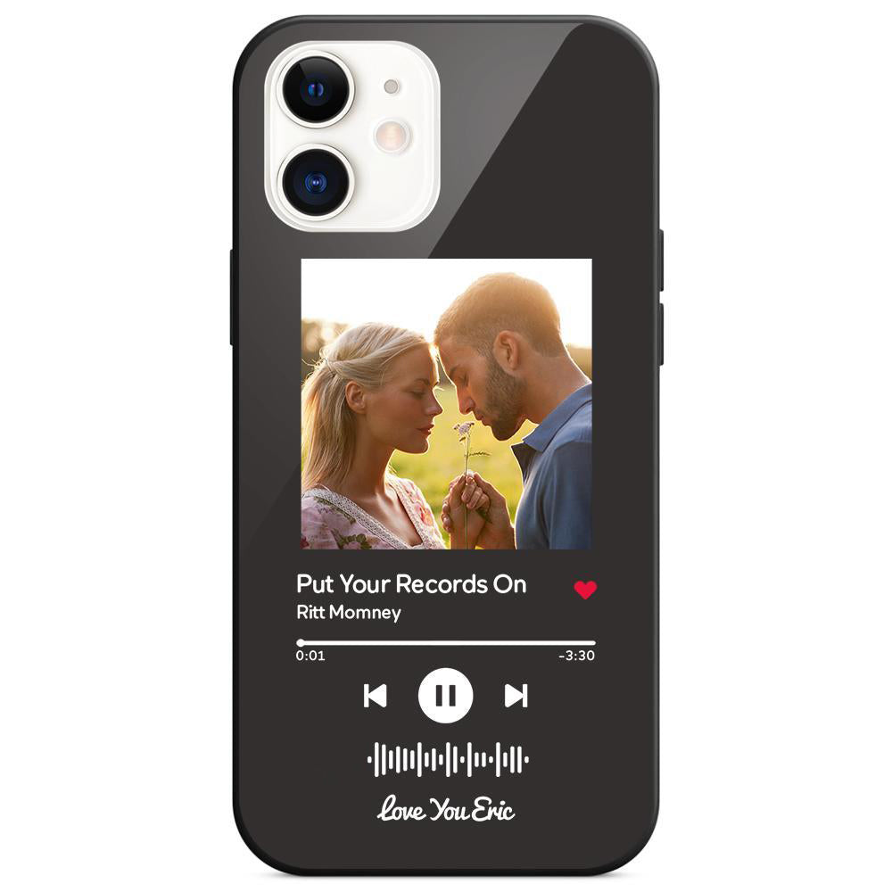 Custom Scannable Music Code Glass iPhone Cases with Picture